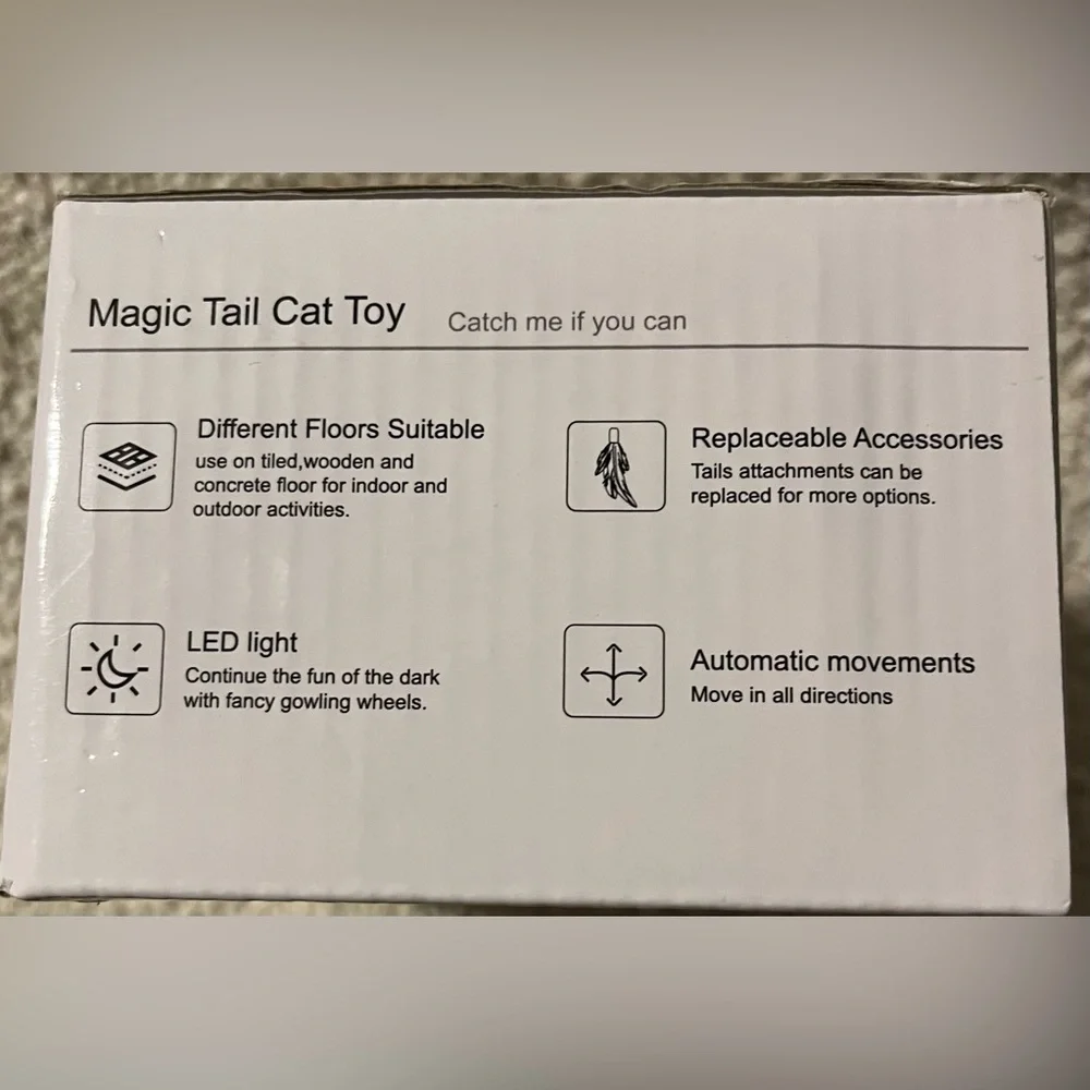 Magic Tail Cat Toy Catch Me If You Can for Indoor Cats With Light & Feathers NEW - Picture 3 of 4